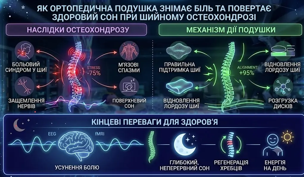 Ортопедична подушка при шийному остеохондрозі: як зняти біль та повернути здоровий сон