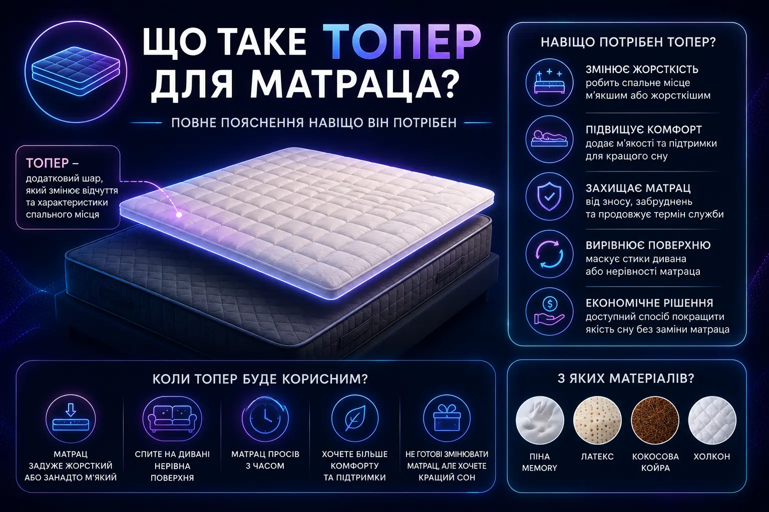 Що таке топер для матраца: повне пояснення навіщо він потрібен