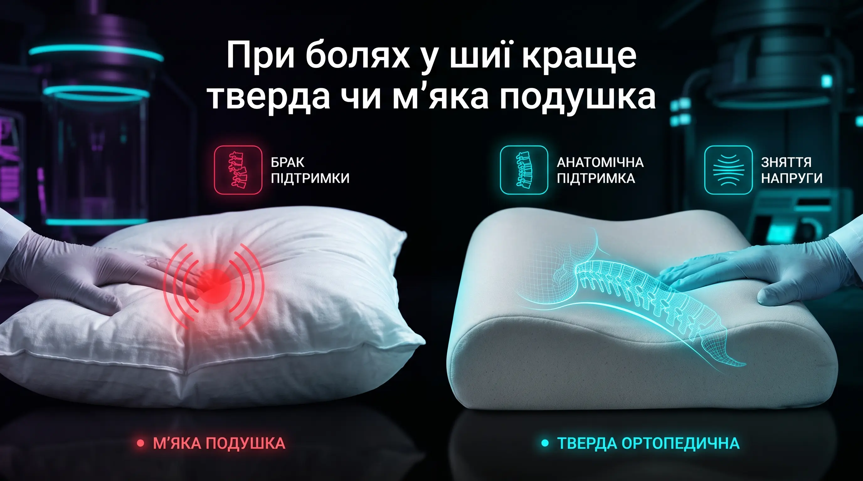 При болях у шиї краще тверда чи м'яка подушка: відповідь ортопеда