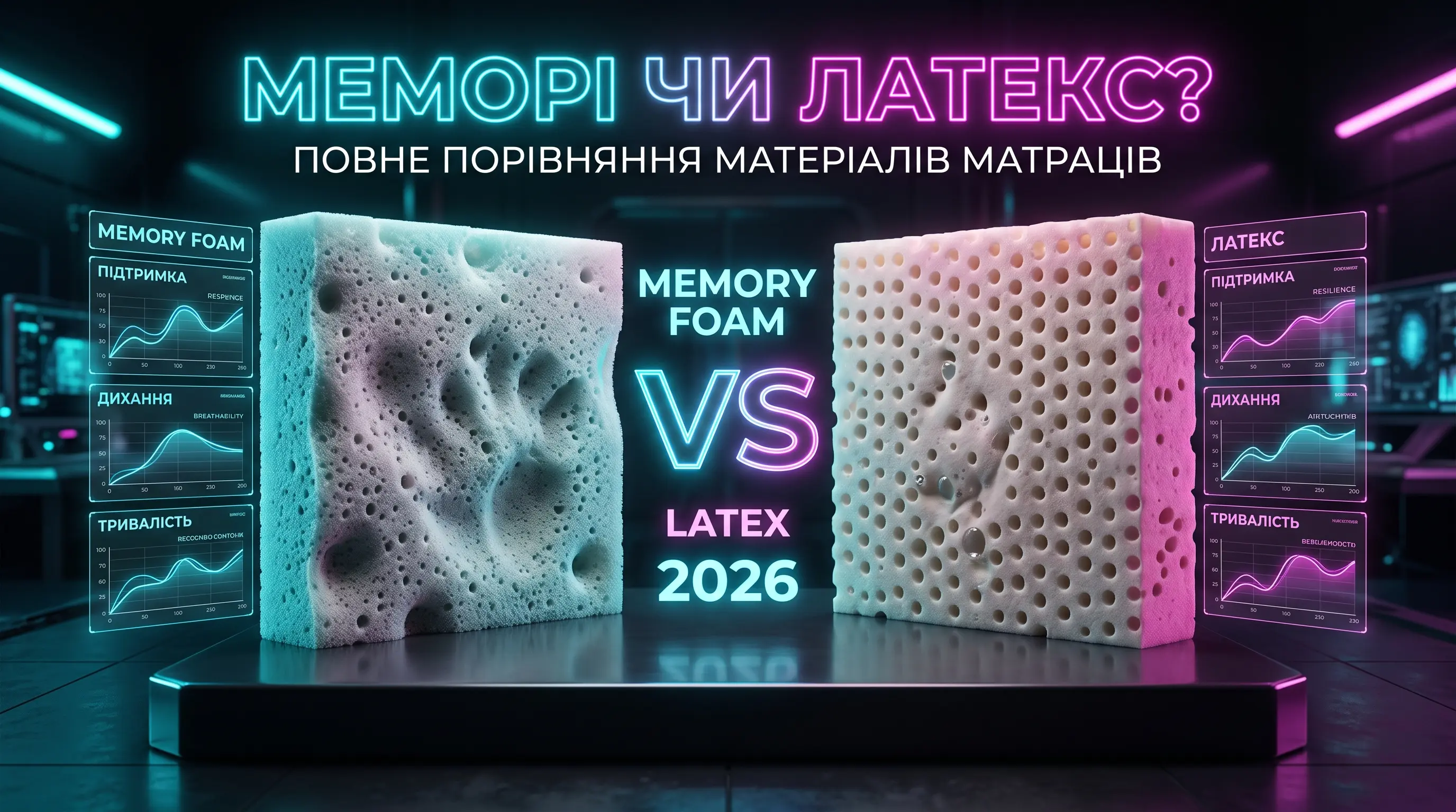 Memory Foam vs Латекс 2026: повне порівняння — хто переможець і для кого
